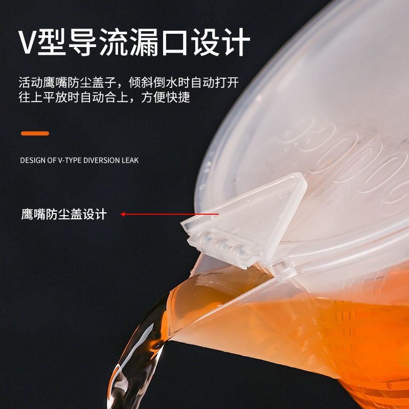 加厚大容量塑料精准刻度量杯毫升奶茶店专用烘焙耐高温带盖量筒