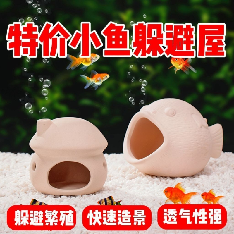 迷你鹦鹉鱼陶瓷躲避屋大陶罐清仓异形鱼儿童diy手工上颜料涂鸦