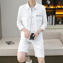 衣服个性 夏季 休闲搭配套装 帅气时尚 短袖 薄款 短裤 潮牌 青年韩版 男士