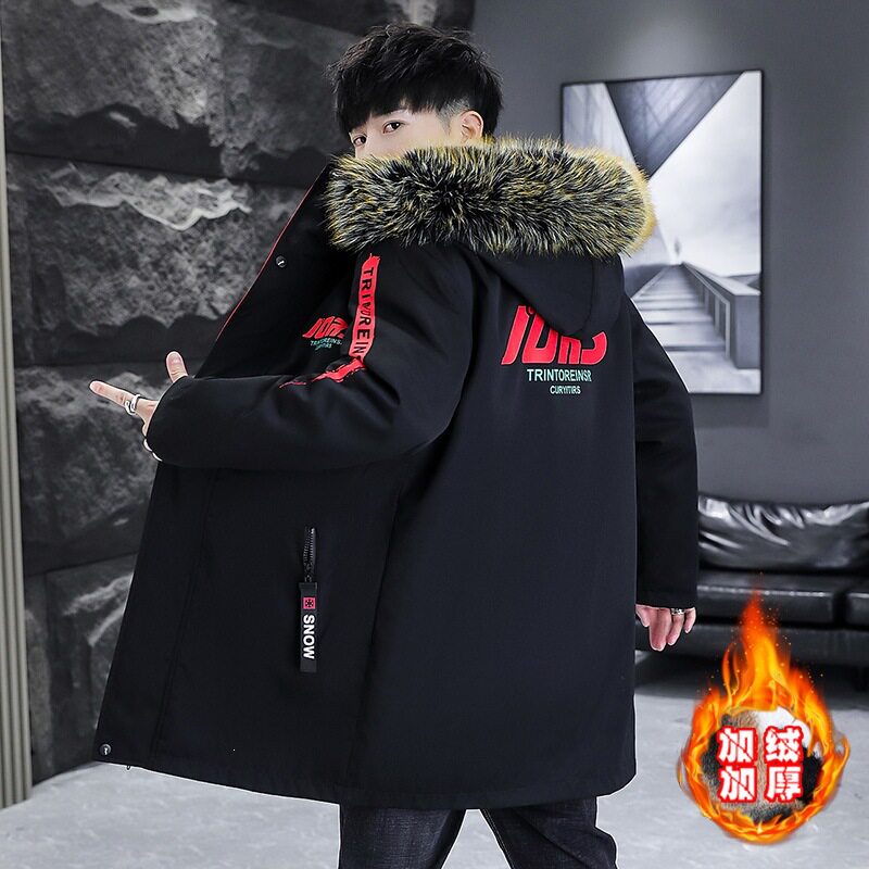 棉衣男冬季加厚加绒保暖韩版港风青年冬装棉袄羽绒棉服外套中长款