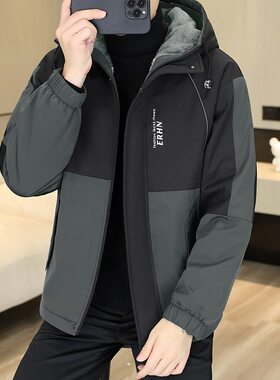 男士加绒加厚夹克冬天2026新款中青年秋冬季保暖外套工装茄克上衣