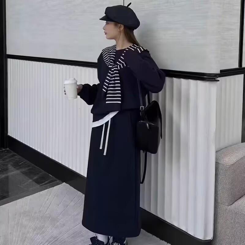园园美衣韩版时尚条纹披肩长袖卫休闲裤