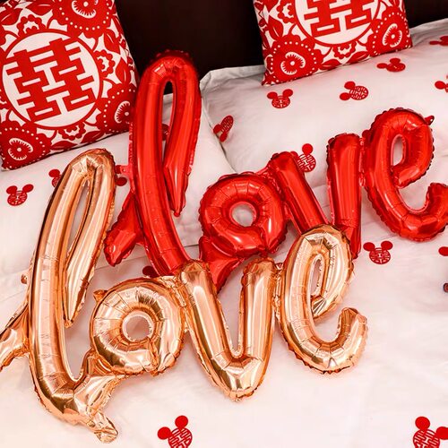 love结婚礼连体小写paty铝膜气球