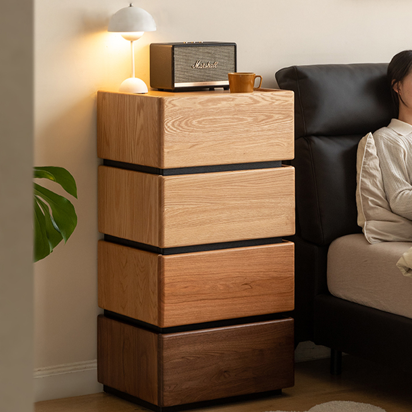 凯的黑胡桃木原木设计感斗柜