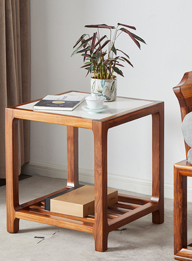 乌金木岩板边几角几小桌子客厅家用茶几小户型实木沙发边柜侧边柜