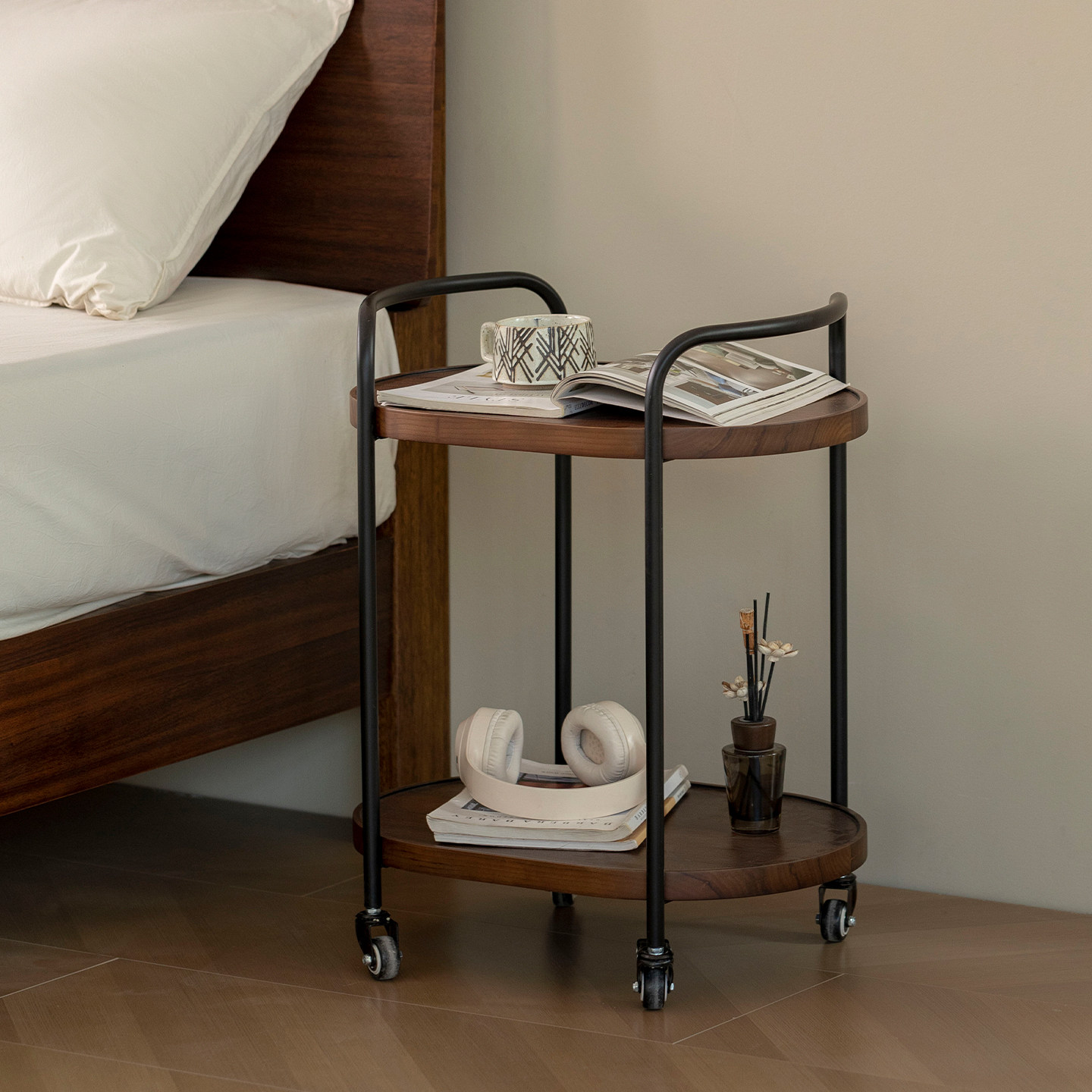 黑胡桃木实木小户型沙发边几茶几可移动客厅轻奢卧室床头2025新款,住宅家具,角几/边几,淘宝优惠券,粉丝福利购,淘宝优惠卷