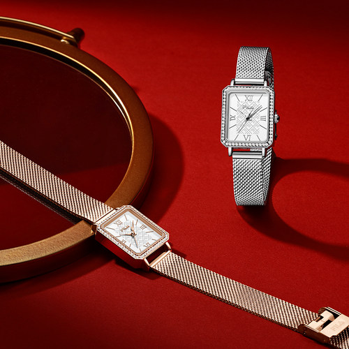 FILA斐乐镶钻复古小方块腕表礼物