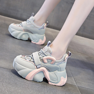 老爹鞋女2025年新款春季运动网面厚底松糕鞋百搭小个子内增高女鞋