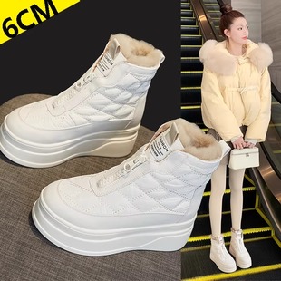 雪地靴女2025新款冬季加绒雪地棉厚底增高6cm棉靴防水防滑冬鞋子