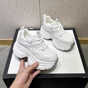 8cm超厚底老爹鞋女2025秋冬爆款小码透气增高运动鞋女显脚小个子