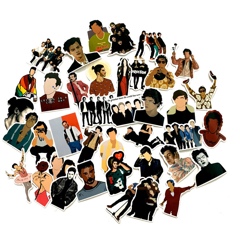 50张单向乐队丹尼尔卡通涂鸦贴旅行箱滑板平板笔记本防水汽车贴纸