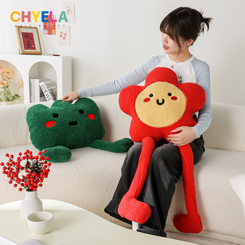 采绎来x小蔻 小花小草羊羔毛抱枕汽车腰枕北欧ins沙发靠垫QT590