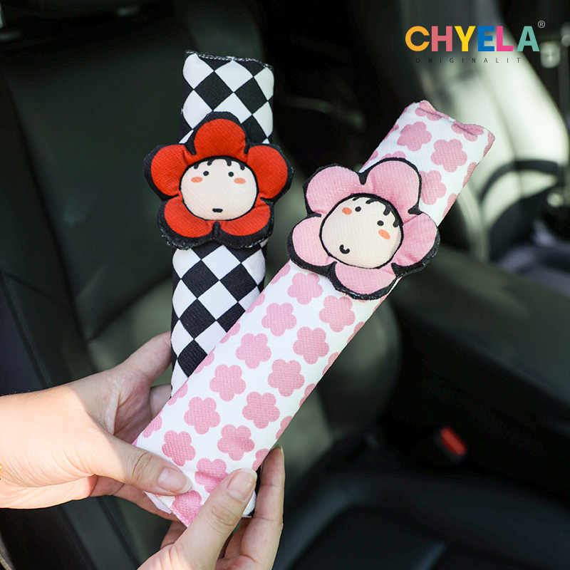 采绎来x小蔻 小红花安全带护肩套一对保护套装饰汽车护肩套QT495