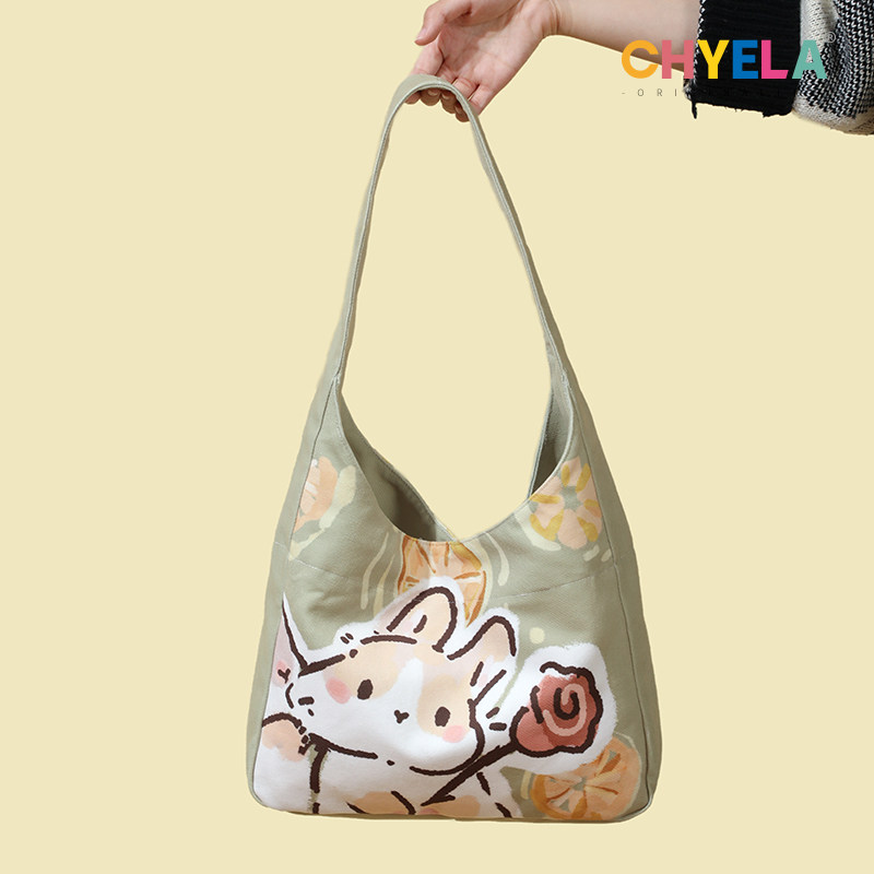 一年生 清新可爱小众设计百搭大容量腋下包通勤托特帆布包包QT179