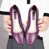 百搭增高舒适粗跟方头网红单鞋 防滑加厚外穿凉鞋 女夏浅口休闲时尚