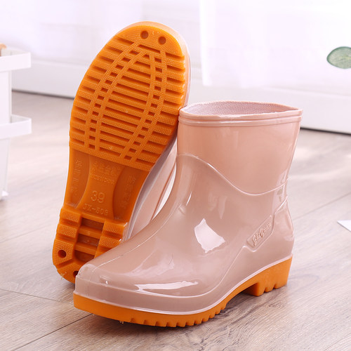 短筒时尚雨靴牛筋底防水鞋