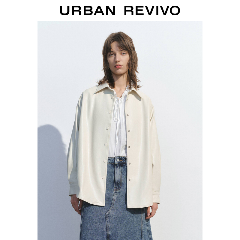 UR2023秋冬新款女装时尚高阶质感通勤风翻驳领开襟衬衫UWH130014
