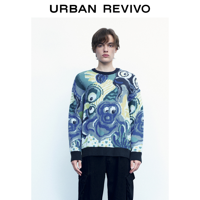 UR新款男装潮流趣味图案提花软糯情侣装毛衣MV42S9BN2015