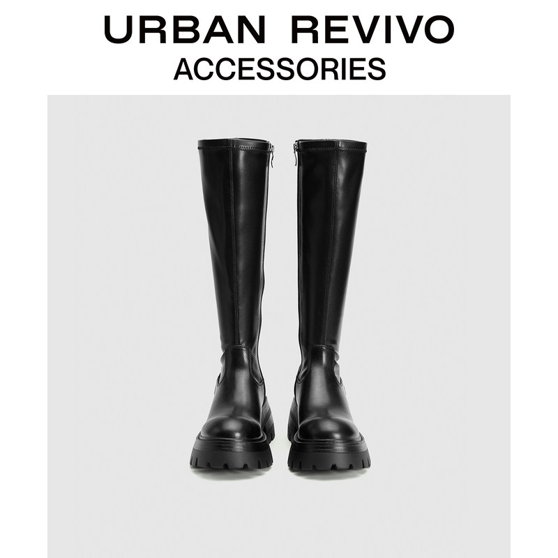 URBAN REVIVO 여성 패션 캐주얼 클래식 탄성 두꺼운 밑창 부츠 UAWS30041