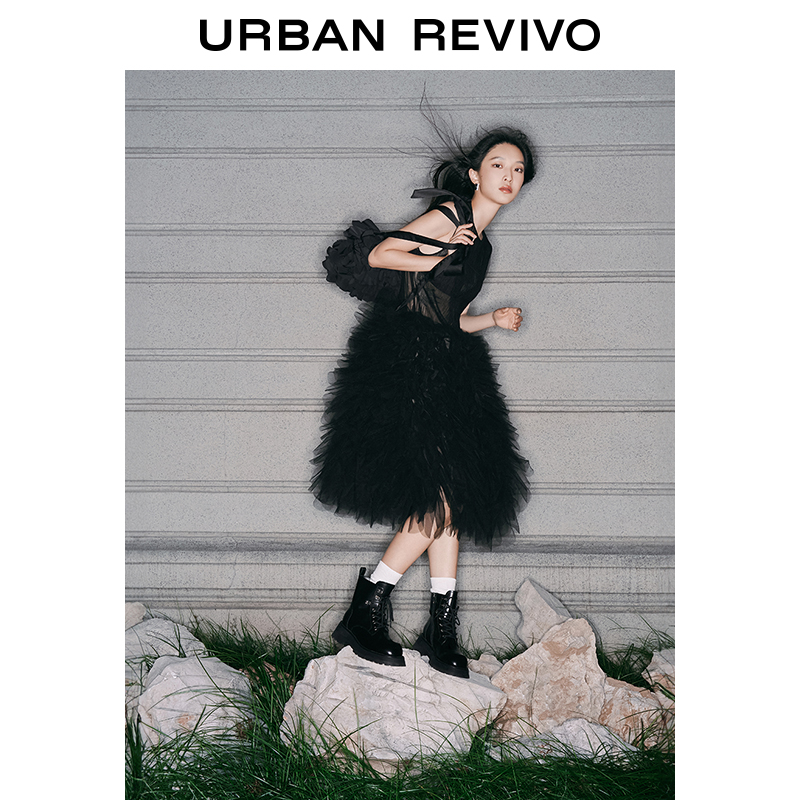 【UR x Caroline Hu联名系列】UR网纱小黑裙连衣裙UWG730027