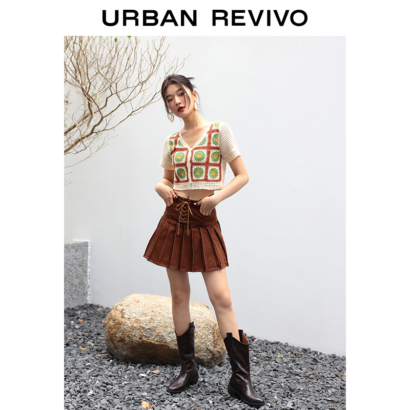 UR2023夏季新款女装法式森系少女挑孔提花薄小小织开衫UWL932049