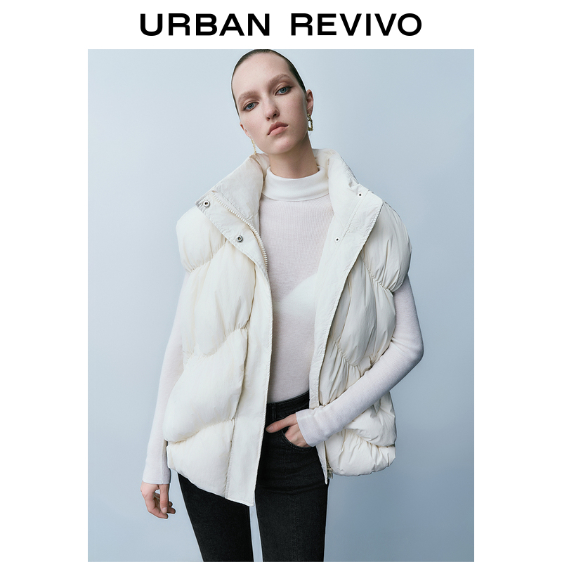 UR2023秋冬新款女装时尚保暖设计感立领无袖羽绒服马甲UWG130011
