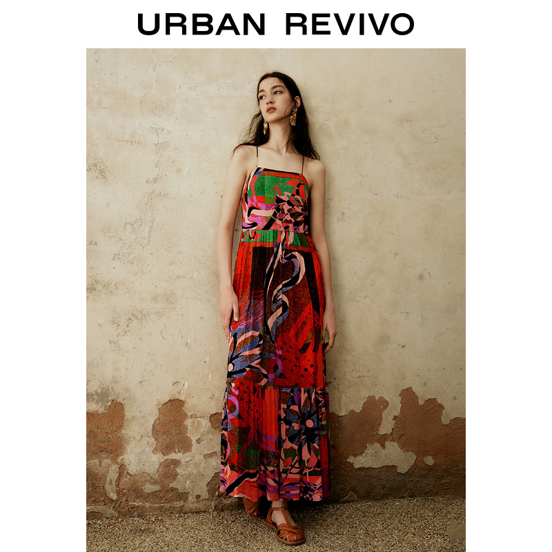 UR2023夏季新款女装民族度假风休闲印花无袖宝藏连衣裙UWH732051