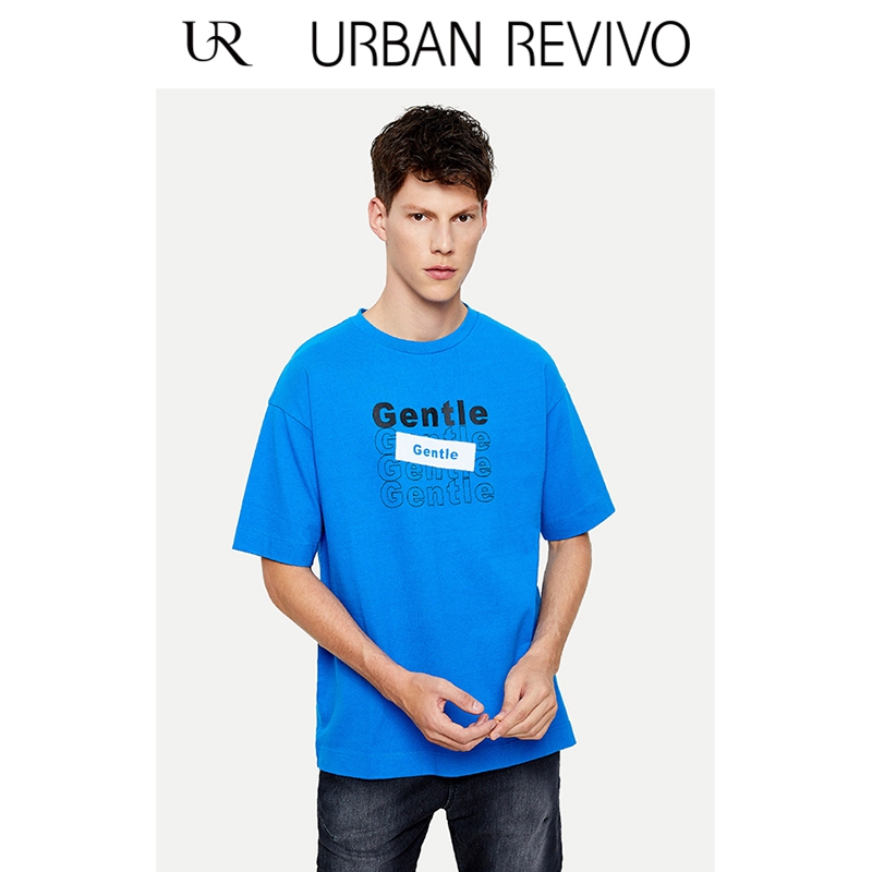 UR2018Ïļ¾ÐÂÆ·ÄÐ×°Ó¢ÎÄÓ¡»¨ÃÞ¶ÌÐä»ù´¡Ô²ÁìÐÝÏÐTÐôMV22R4EE2004