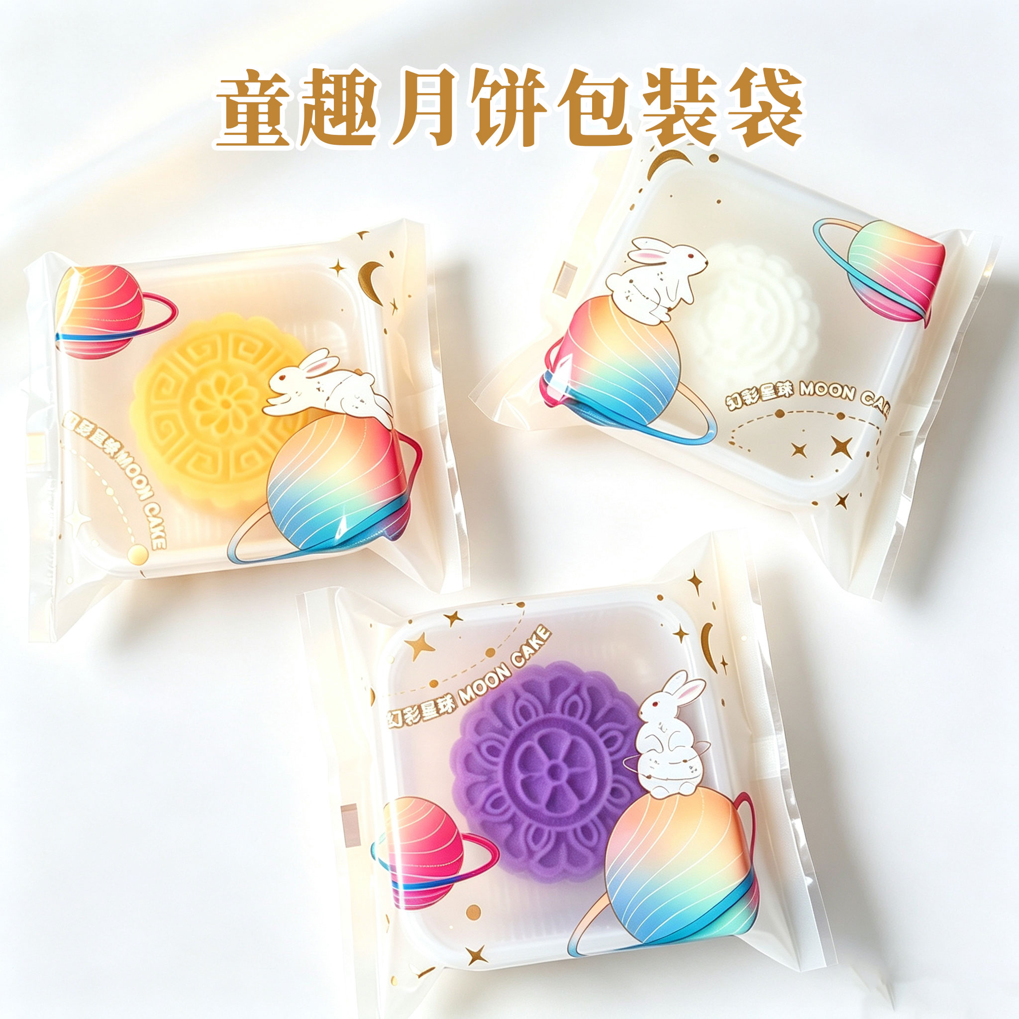 2026款大月饼包装袋100g125克时尚月饼机封袋桃山皮水果月饼袋