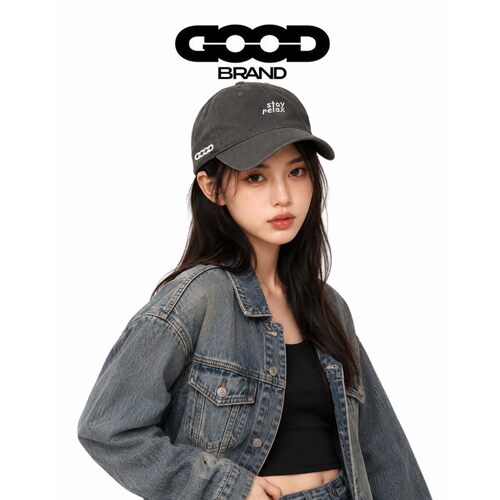 【正品直售】GOOD BRAND复古水洗做旧棒球帽女刺绣字母软顶遮阳帽