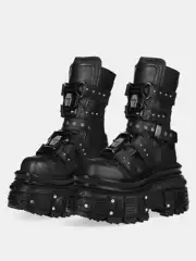 【Cowhide Edition】Dark Thick-Soled Martin Boots for Women, Metal Punk Hot Girl Height-Increasing Mid-Calf Boots, Trendy Cool Motorcycle Boots for Men
