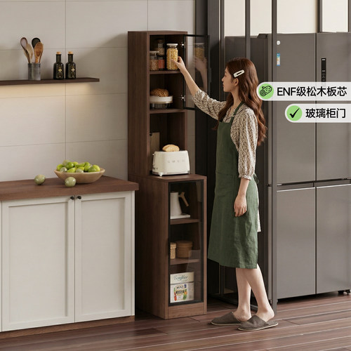 小户型实木玻璃门夹缝定制柜