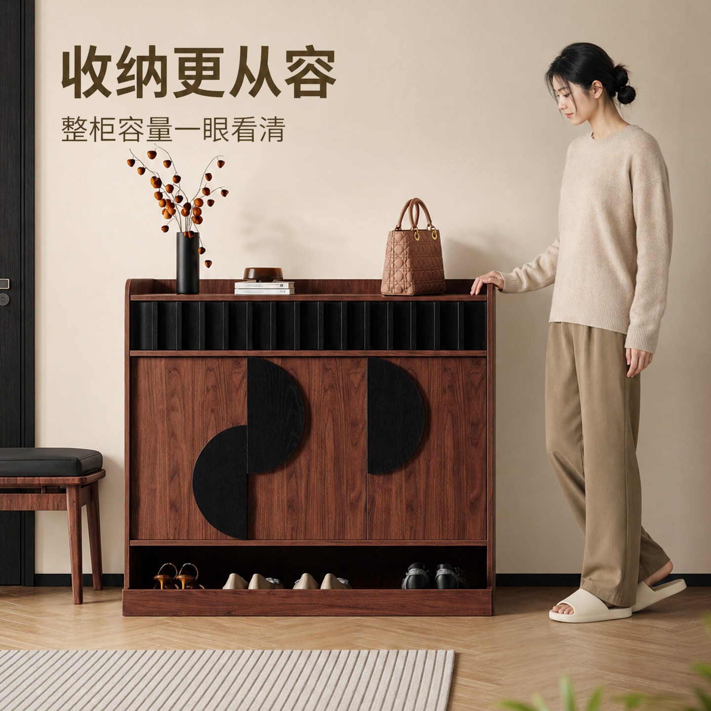 玄关靠墙一体大容量新款鞋柜