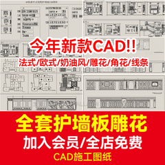 护墙板家装法式欧式新中式家居CAD施工图整木定制别墅实木图库