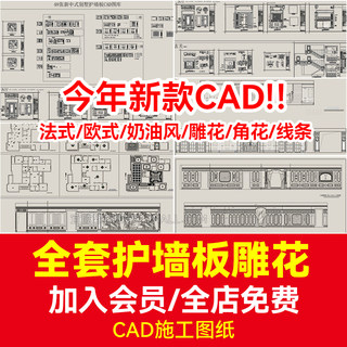 护墙板家装法式欧式新中式家居CAD施工图整木定制别墅实木图库