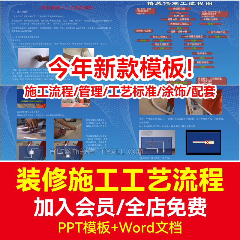 室内装修施工工艺流程PPT模板