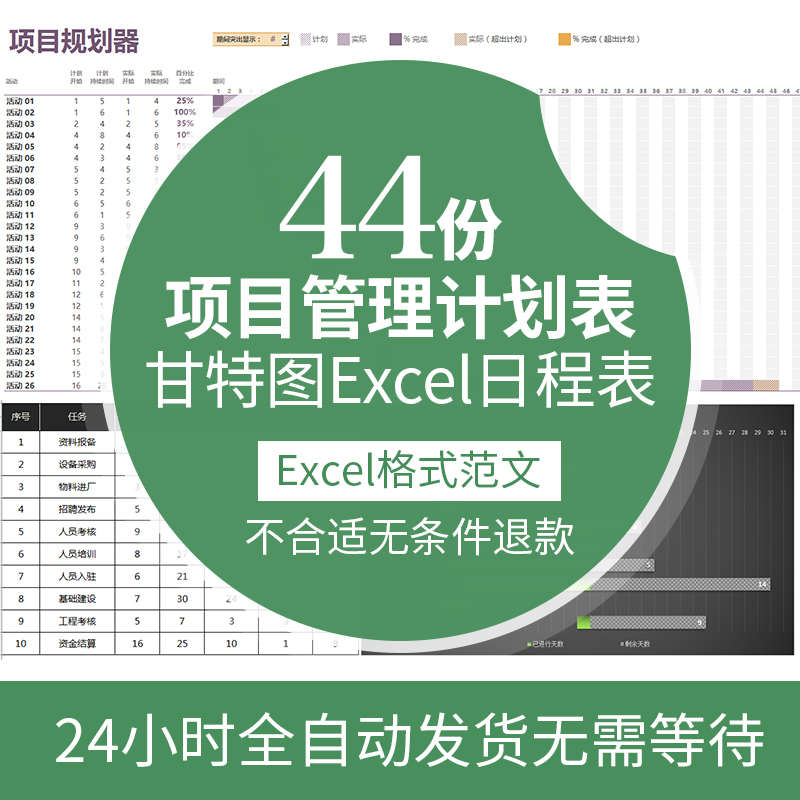 2024甘特图Excel日程表项目管理表模板计划表进度表模版工作表-封面