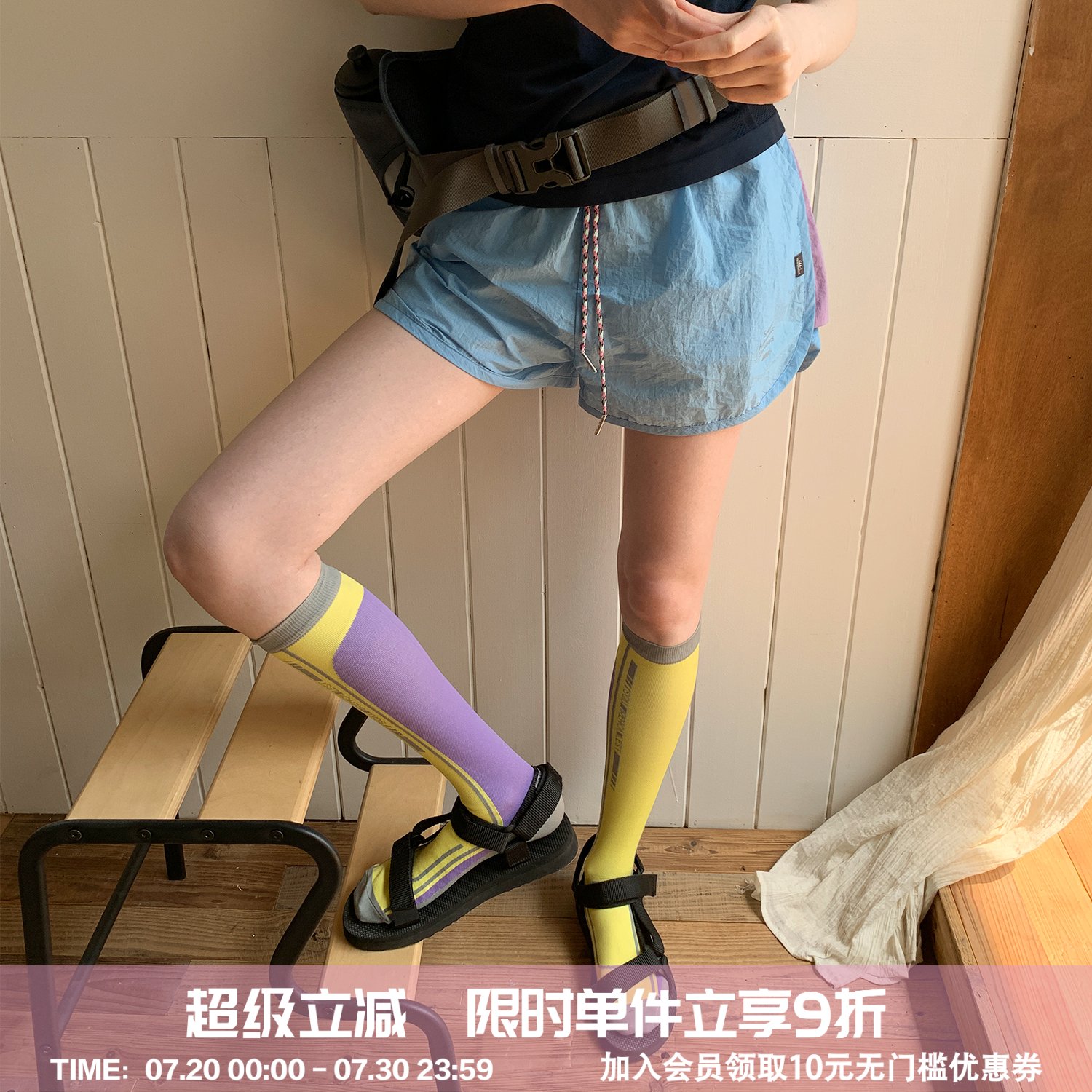 square houlest户外运动徒步登山宽松轻薄透气防走光松紧腰短裤女