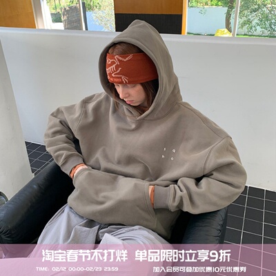 宽松连帽套头卫衣外套男女