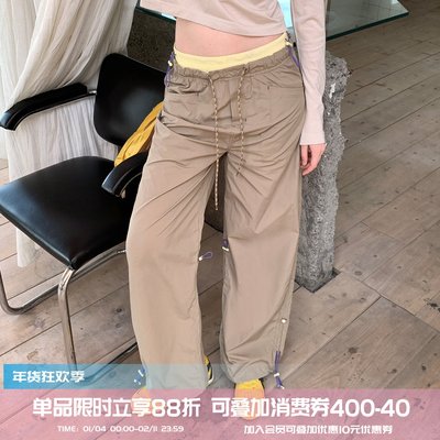 square houlest户外徒步登山休闲百搭双腰头抽绳宽松运动长裤女