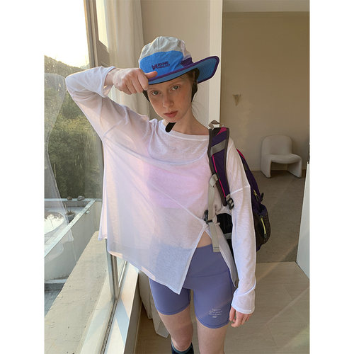 square houlest轻薄运动瑜伽服罩衫宽松速干吸汗长袖上衣网球服女