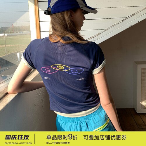 square houlest户外运动轻薄凉感抗菌吸湿速干修身显瘦短袖T恤女
