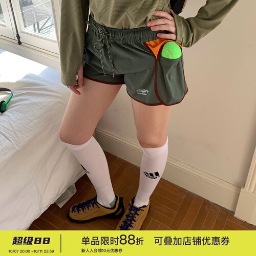 square houlest美式户外拼接撞色跑步健身运动辣妹冲浪裤短裤女