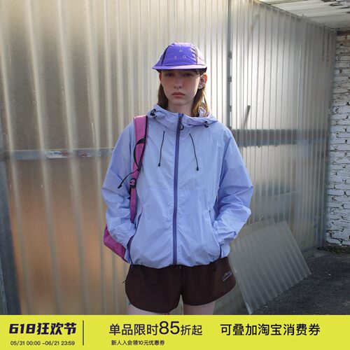 户外轻量防紫外线皮肤衣女连帽