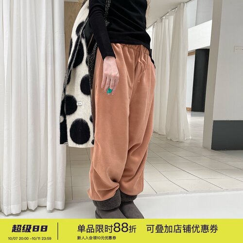 加绒加厚宽松高腰保暖运动卫裤