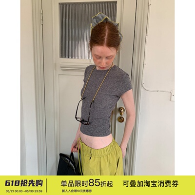 square houlest百搭简约弹力修身显瘦健身瑜伽运动T恤印花短袖女