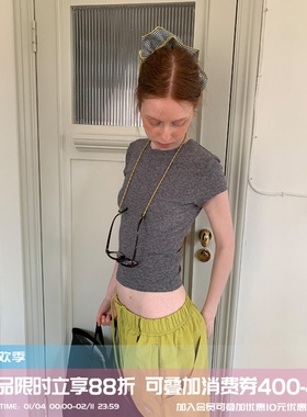 square houlest百搭简约弹力修身显瘦健身瑜伽运动T恤印花短袖女