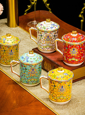 景德镇陶瓷茶杯家用杯珐琅彩泡茶杯个人骨瓷办公室杯子水杯主人杯