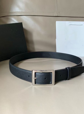 定制款头层牛皮掌纹男士腰带 epsom蓝色真皮皮带 高端百搭款裤带