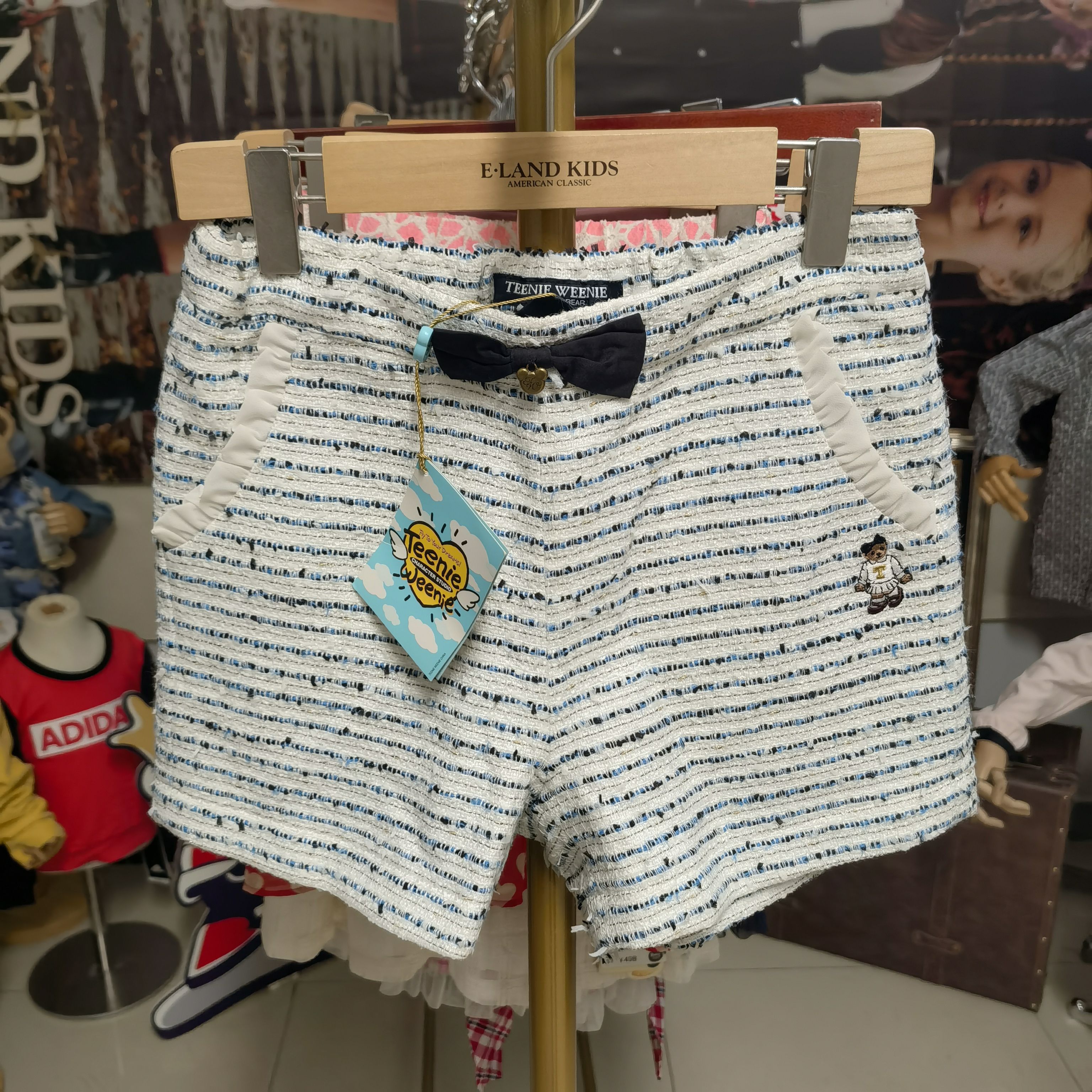 TeenieWeenie/小熊 儿童女童春夏款 刺绣熊标蝴蝶结条纹时尚 裙裤